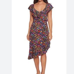 Lost And Wander Flora Asymmetric Hem Dress Size XS Women V Neck Boho Romantic